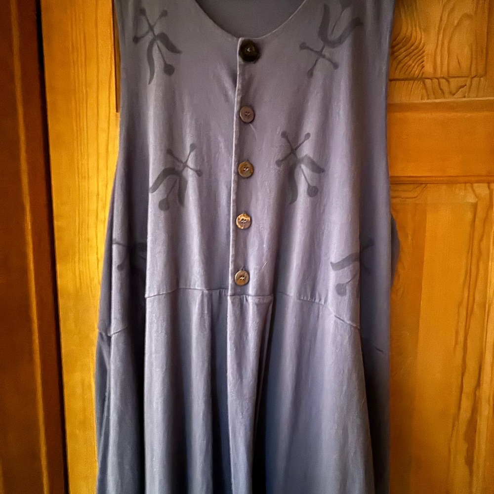 Vintage Blue Fish Sleeveless Dress/Vest - Picture 2 of 5